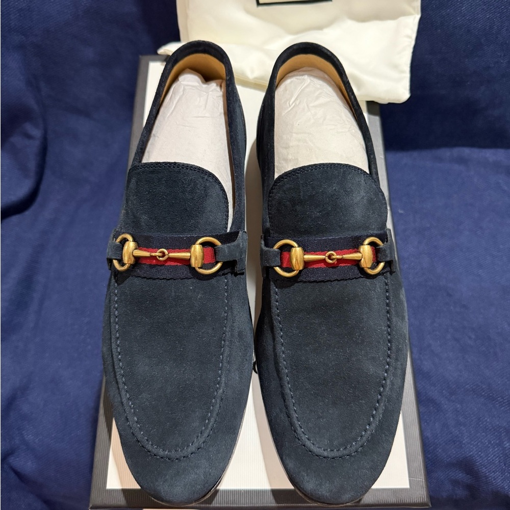 Gucci Men's Blue Suede Loafers - Picture 3 of 5